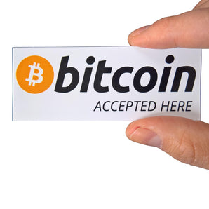 Aufkleber "bitcoin accepted here" 100x40mm