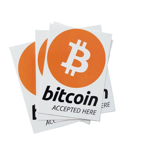 Aufkleber "bitcoin accepted here" 52x74mm DIN A8