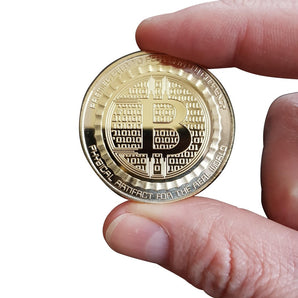 Bitcoin Münze Anonymous Kopf V.2 40mm vergoldet mit Münzkapsel