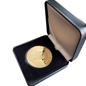 Bitcoin coin Anonymous body V.3 40mm gold plated with black coin case