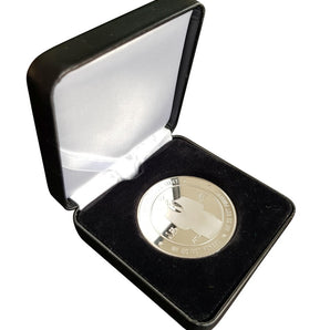 Bitcoin coin Anonymous body V.3 40mm silver plated with black coin case