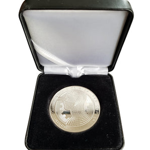 Bitcoin coin Anonymous head V.2 40mm silver-plated with black coin case