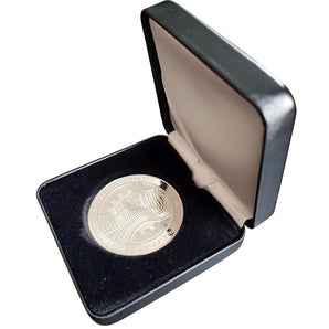 Bitcoin Münze Anonymous Kopf V.2 40mm versilbert mit Münzetui schwarz
