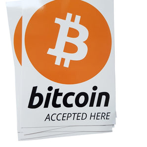 Aufkleber "bitcoin accepted here" 105x148mm DIN A6