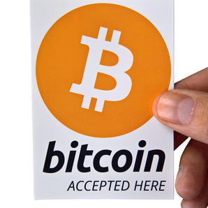 Aufkleber "bitcoin accepted here" 74x105mm DIN A7