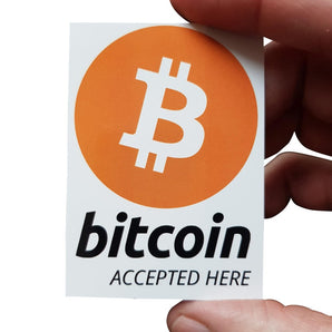 Sticker "bitcoin accepted here" 52x74mm DIN A8