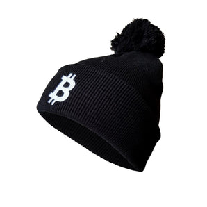 Beanie bitcoin logo "simple B" - knitted hat - black